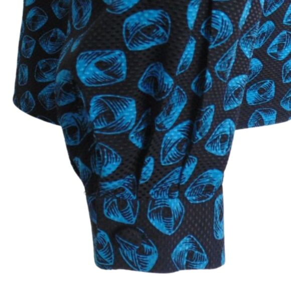 Vintage ALBERT NIPON Silk Blouse/Tunic, 8, Black/Blue, Geometric swirl - Picture 13 of 13